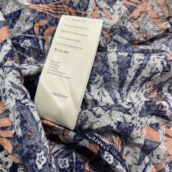 Anthropologie Maeve Cathy Size Small Pleated Blouse Monkey Print Botanical Boho - Picture 7 of 8